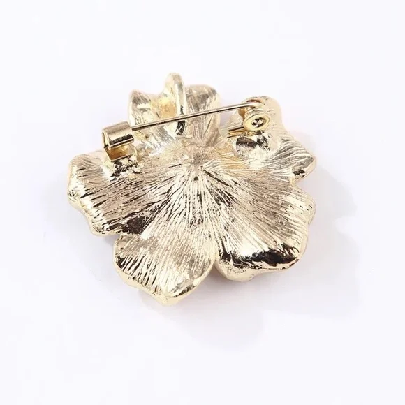 *RAISA* Gold x Pink Pearl Fashion Flower Brooch - Picture 4 of 6
